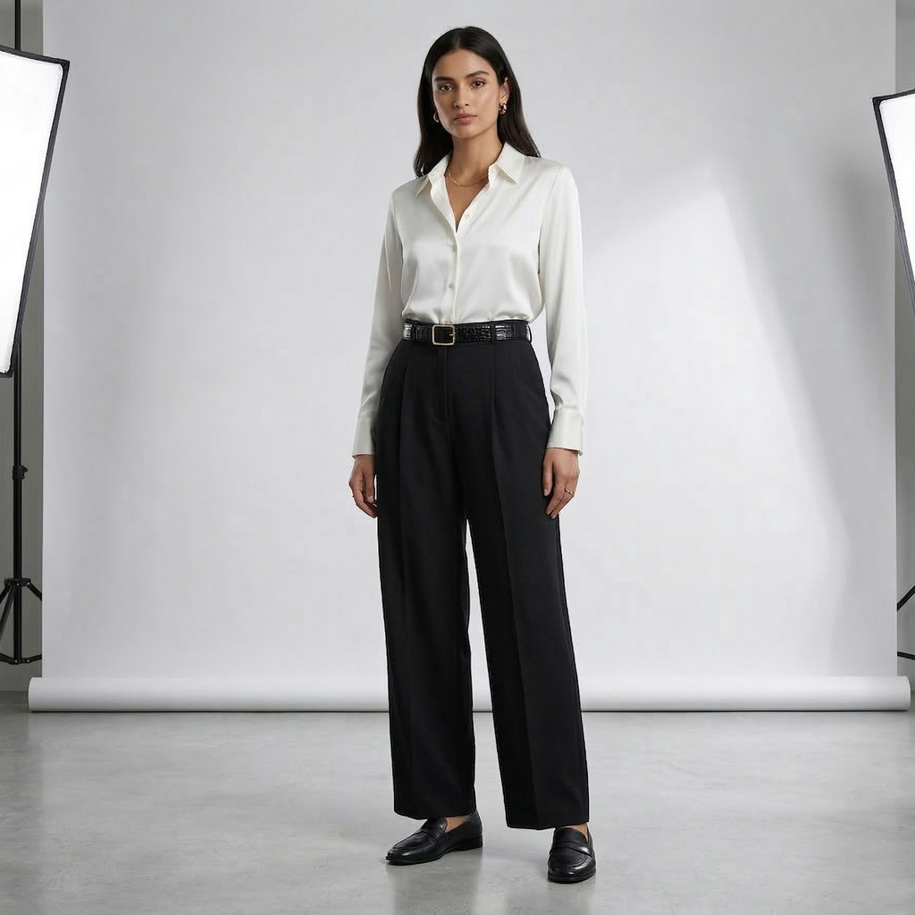 Black Tailored Belted Trousers