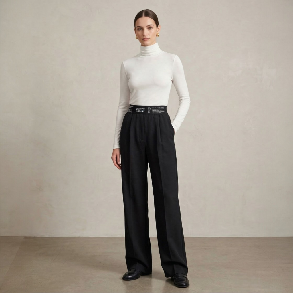 Wide-leg pants with elastic waistband
