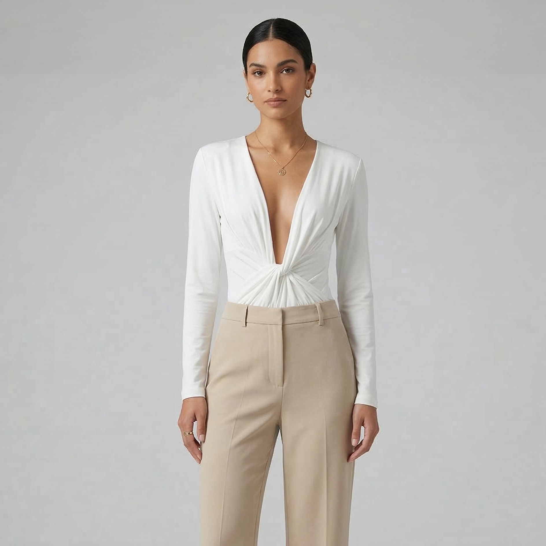 Deep V-Neck Knot Bodysuit