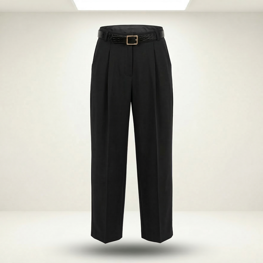Black Tailored Belted Trousers
