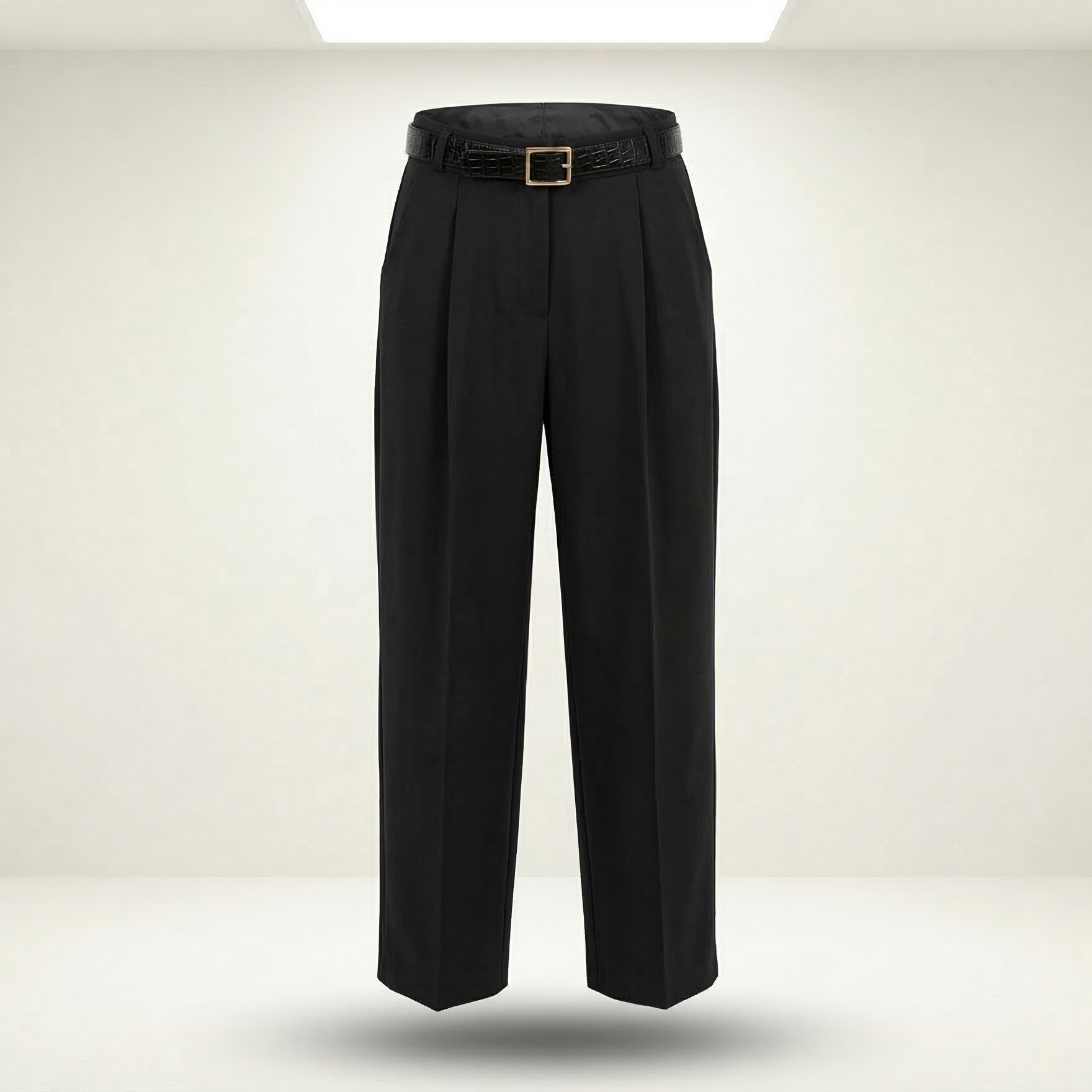 Black Tailored Belted Trousers