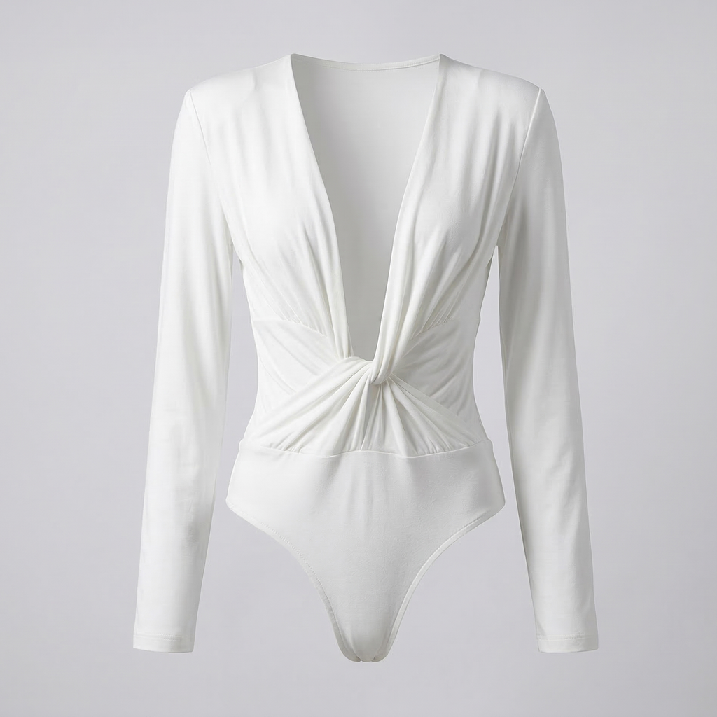 Deep V-Neck Knot Bodysuit