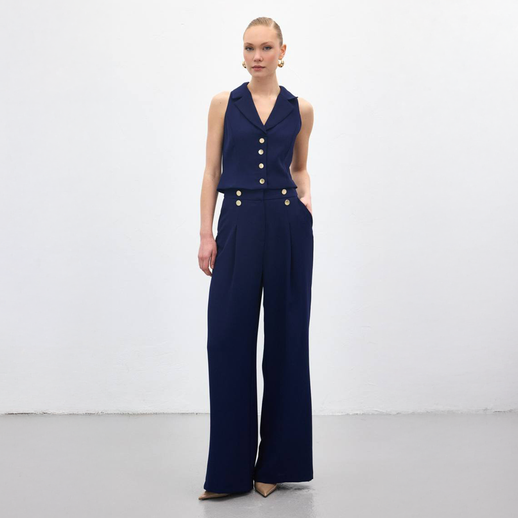 Golden Button Vest & Trouser Set