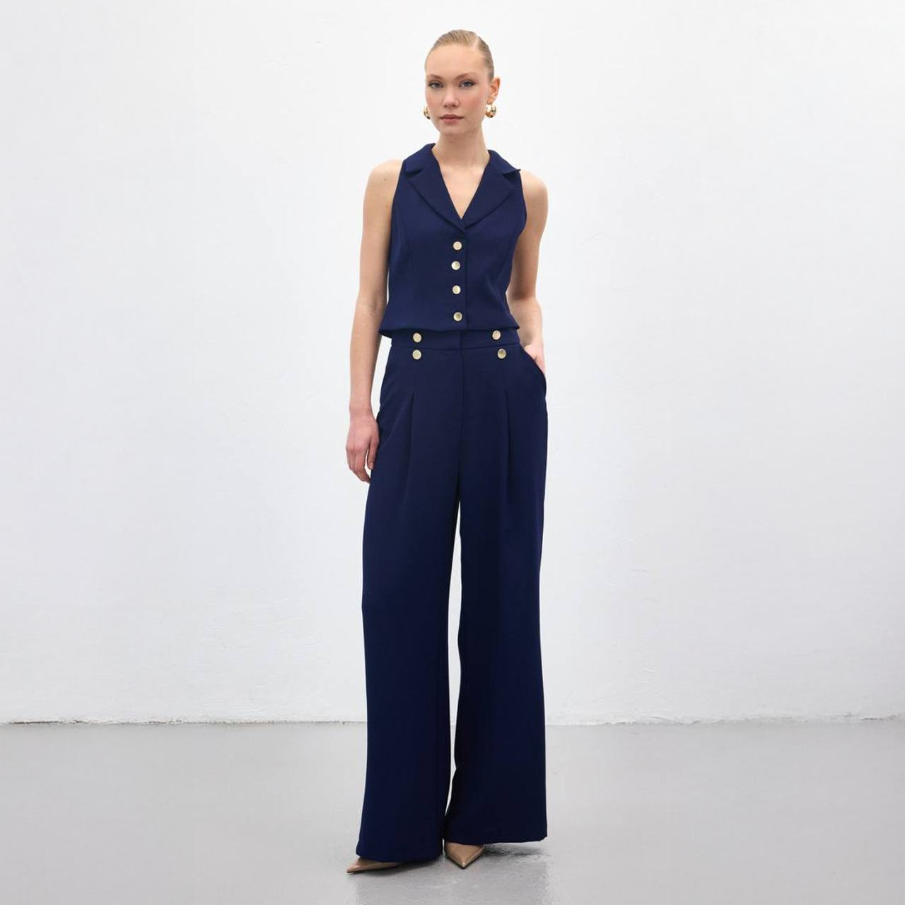 Golden Button Vest & Trouser Set