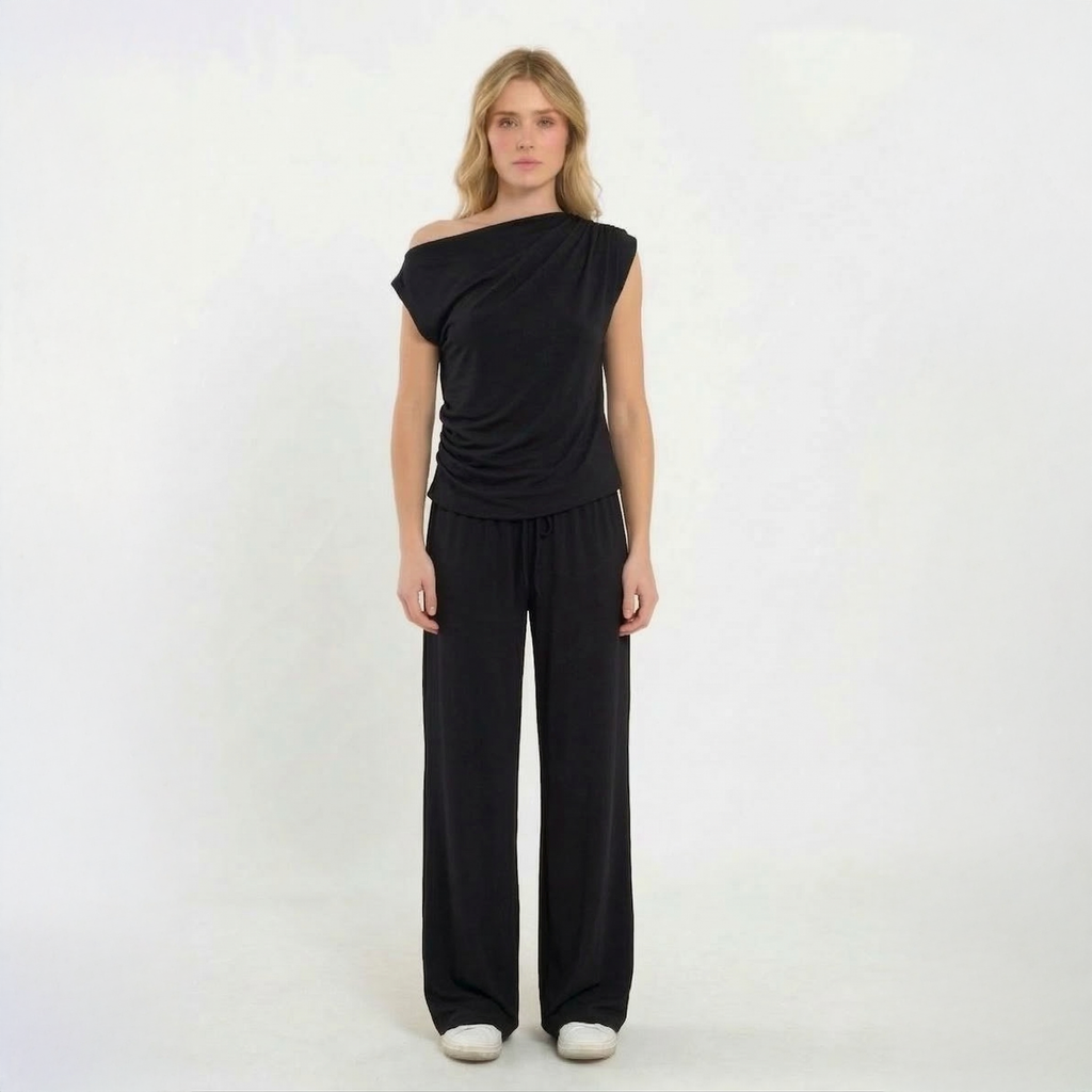 Draped Off-Shoulder Lounge Set