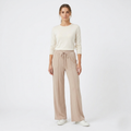 Comfortable beige wide-leg drawstring trousers