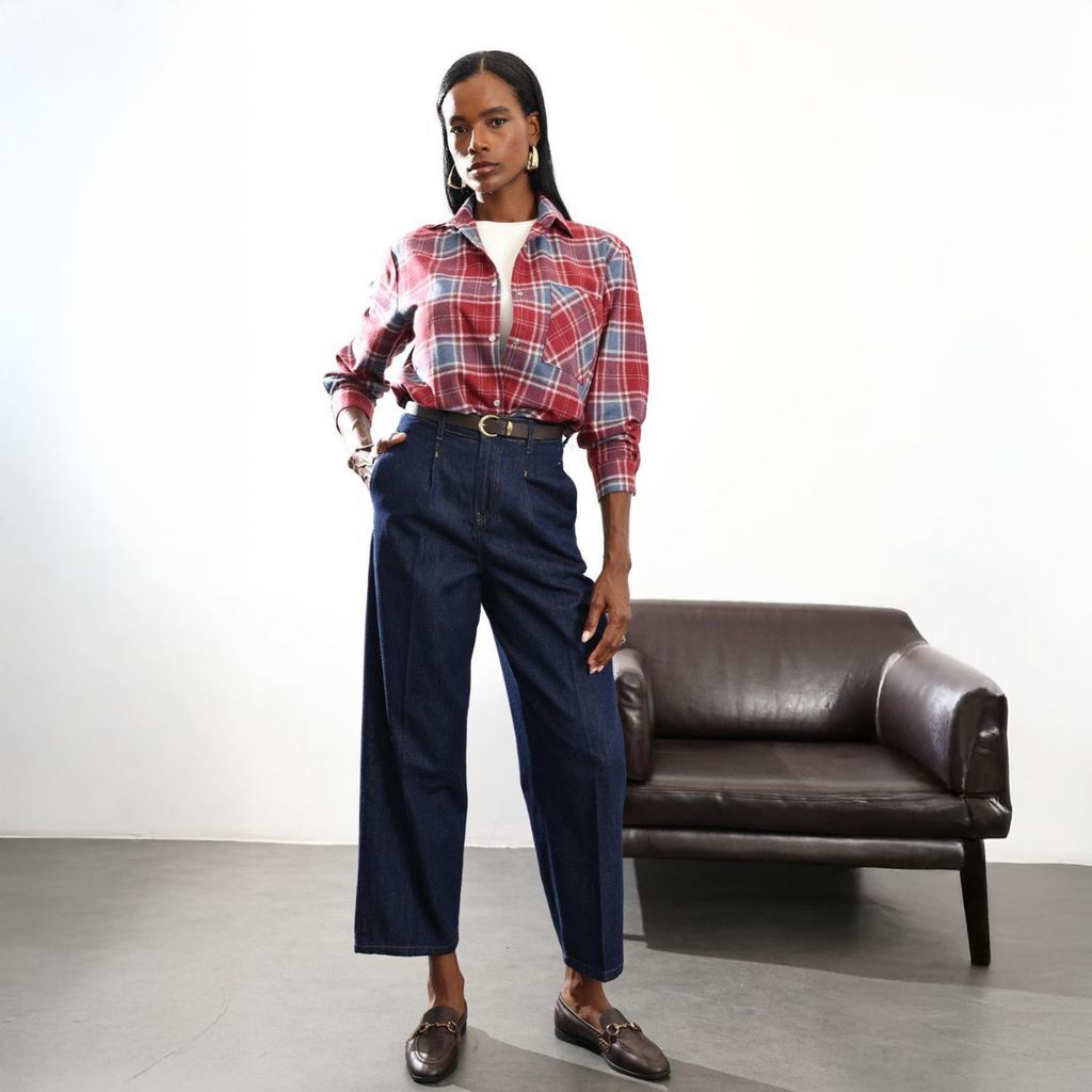 High-Waisted Straight-Leg Jeans