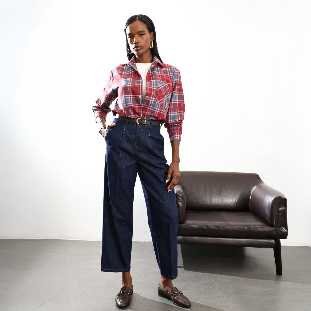 High-Waisted Straight-Leg Jeans