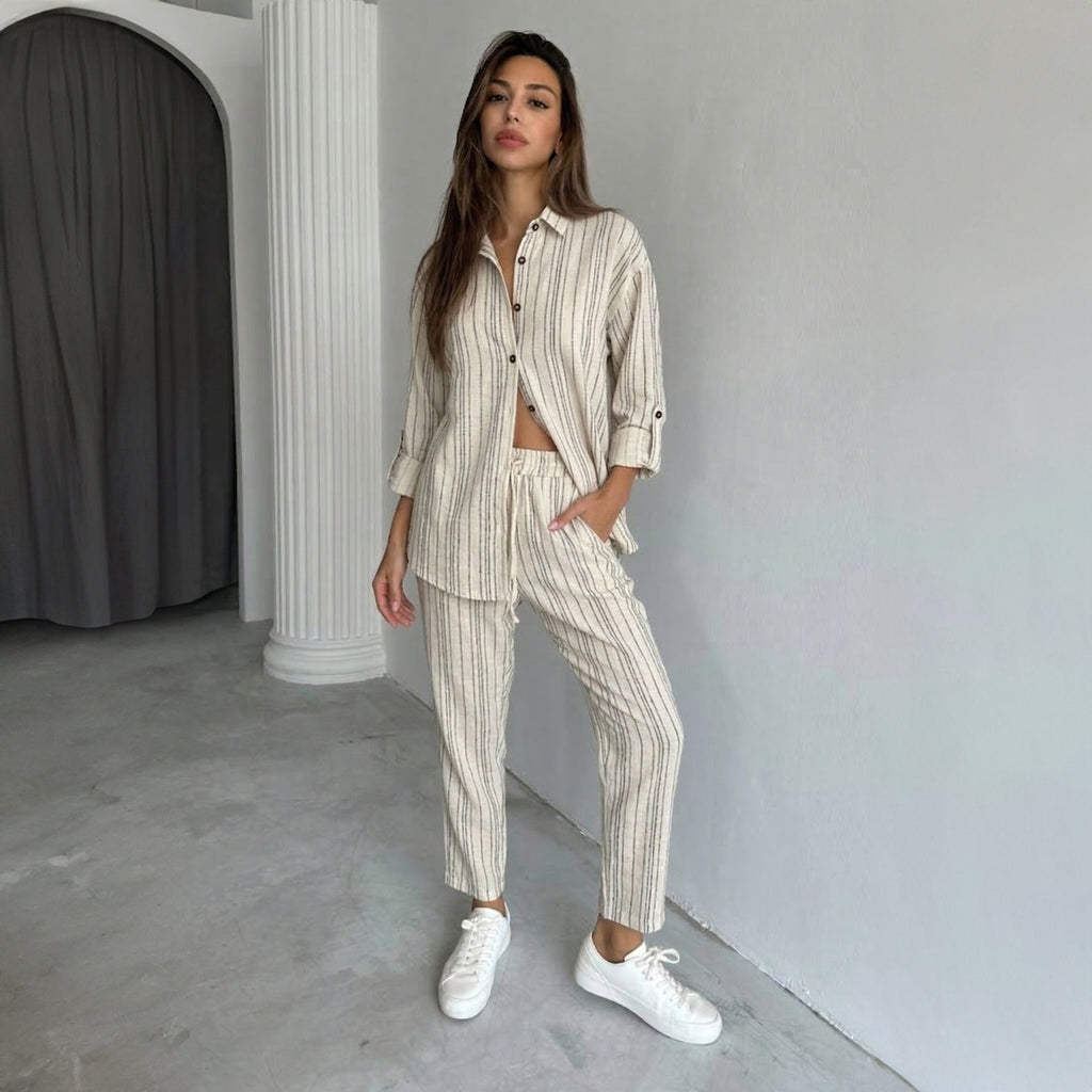 striped two-piece set.