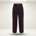 Plum Pleated Belted Trousers