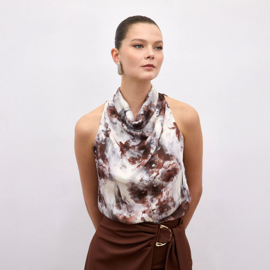 Floral Satin Halter Top