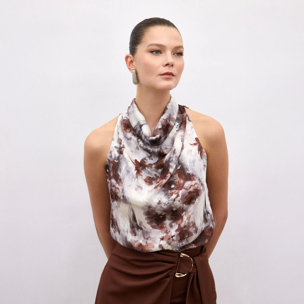 Floral Satin Halter Top