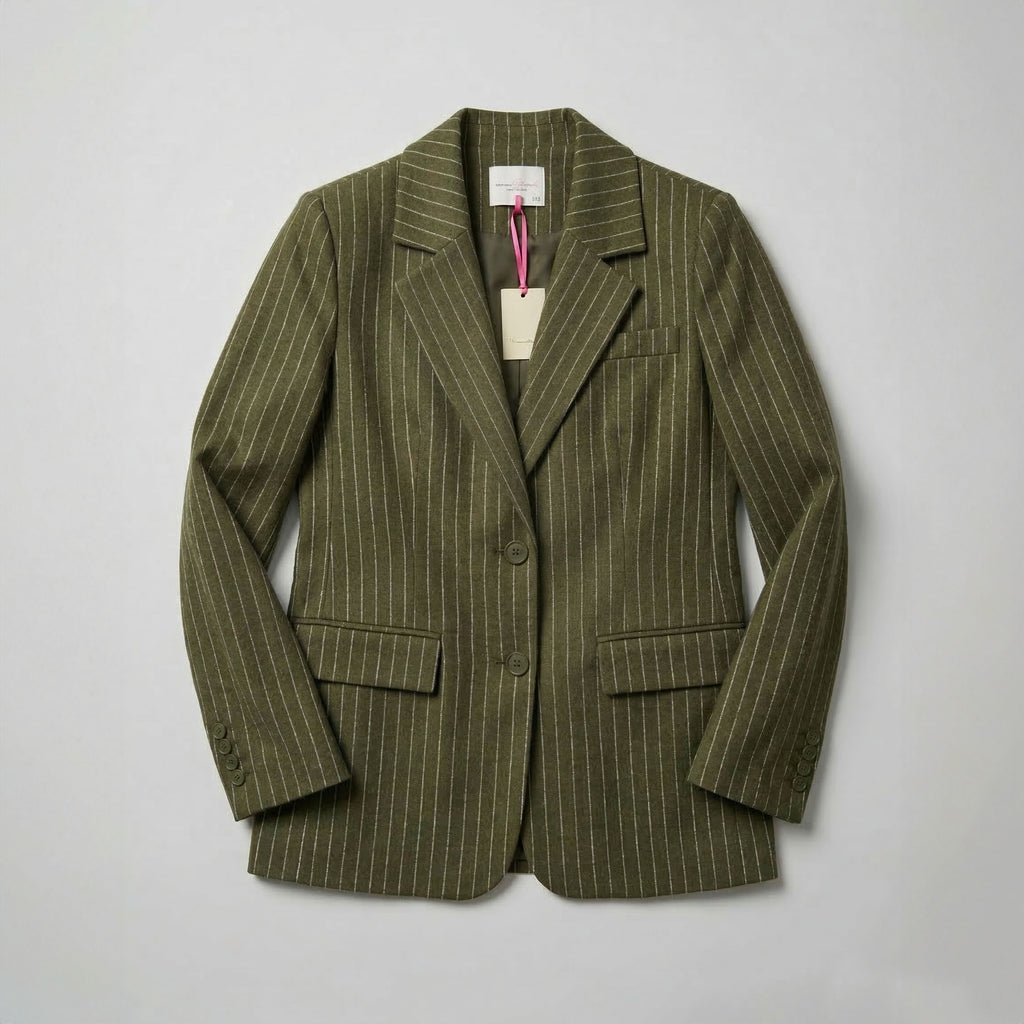 Green striped blazer.