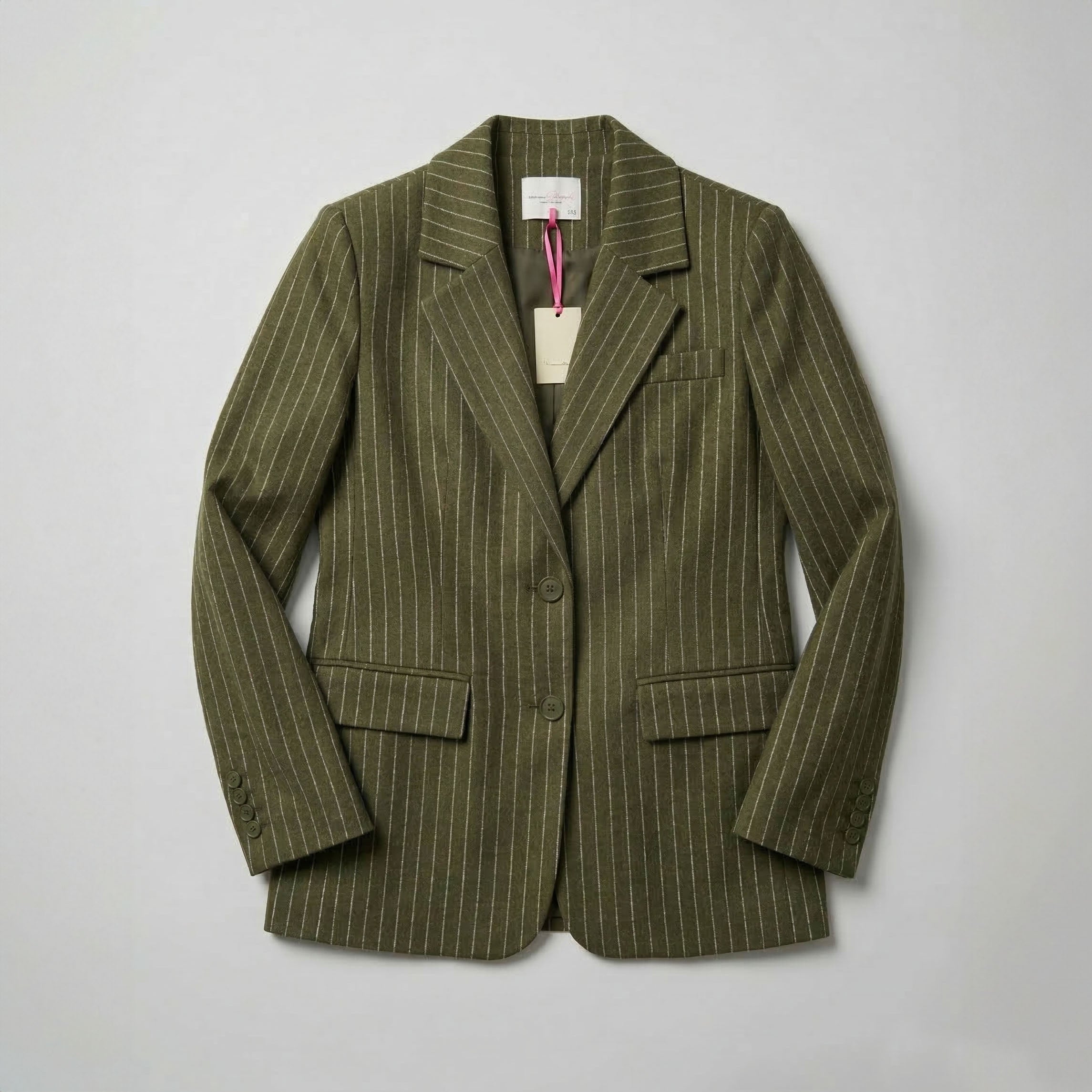 Green striped blazer.