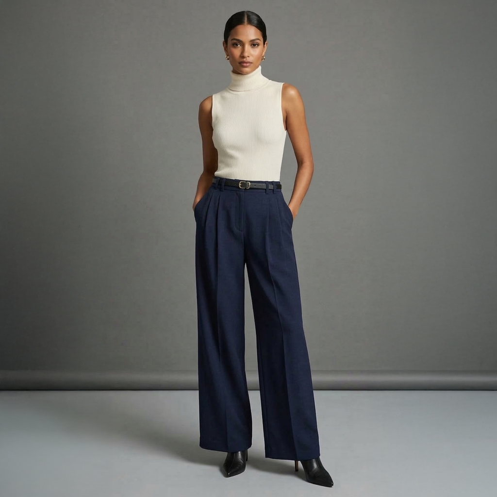 Pleated Wide-Leg Tailored