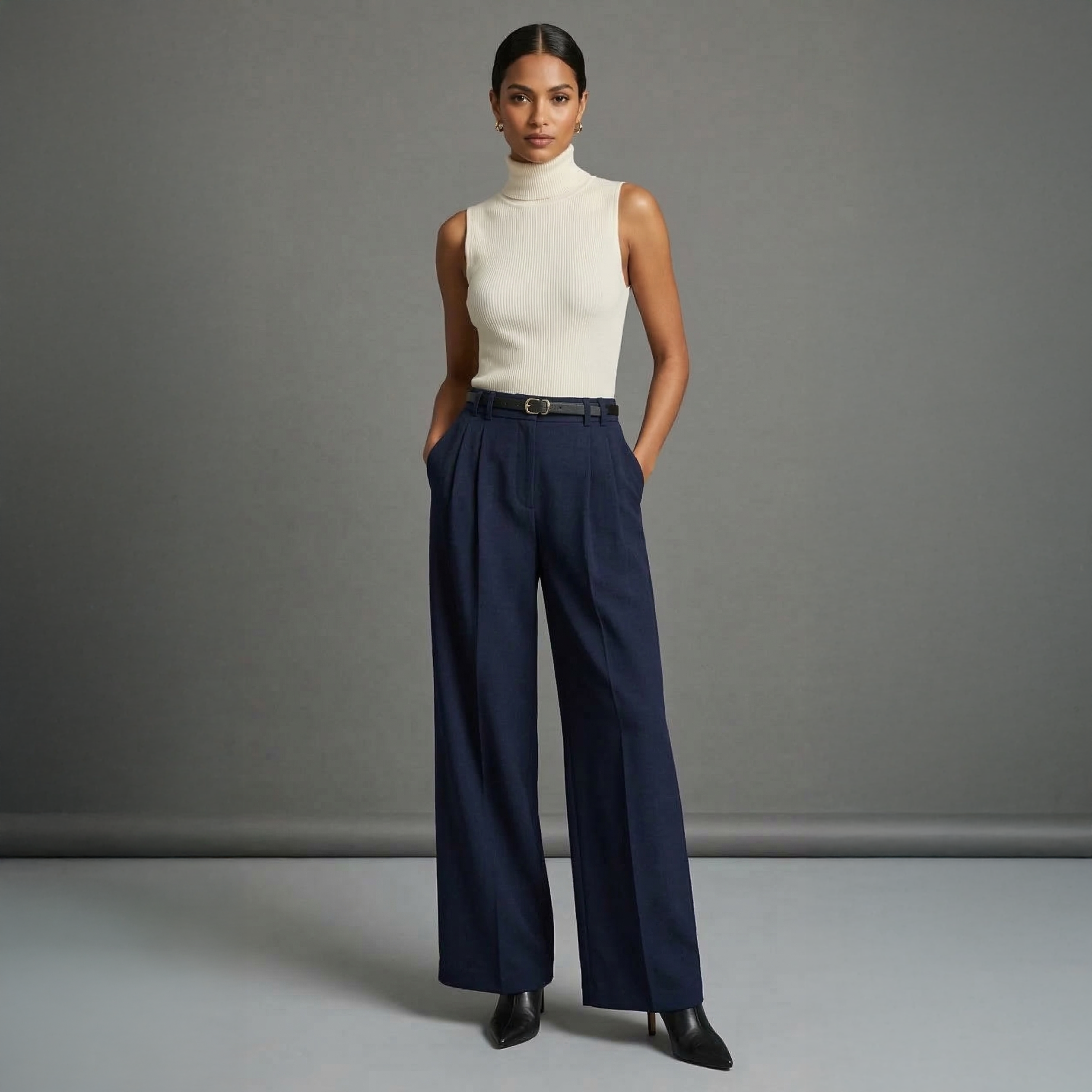 Pleated Wide-Leg Tailored