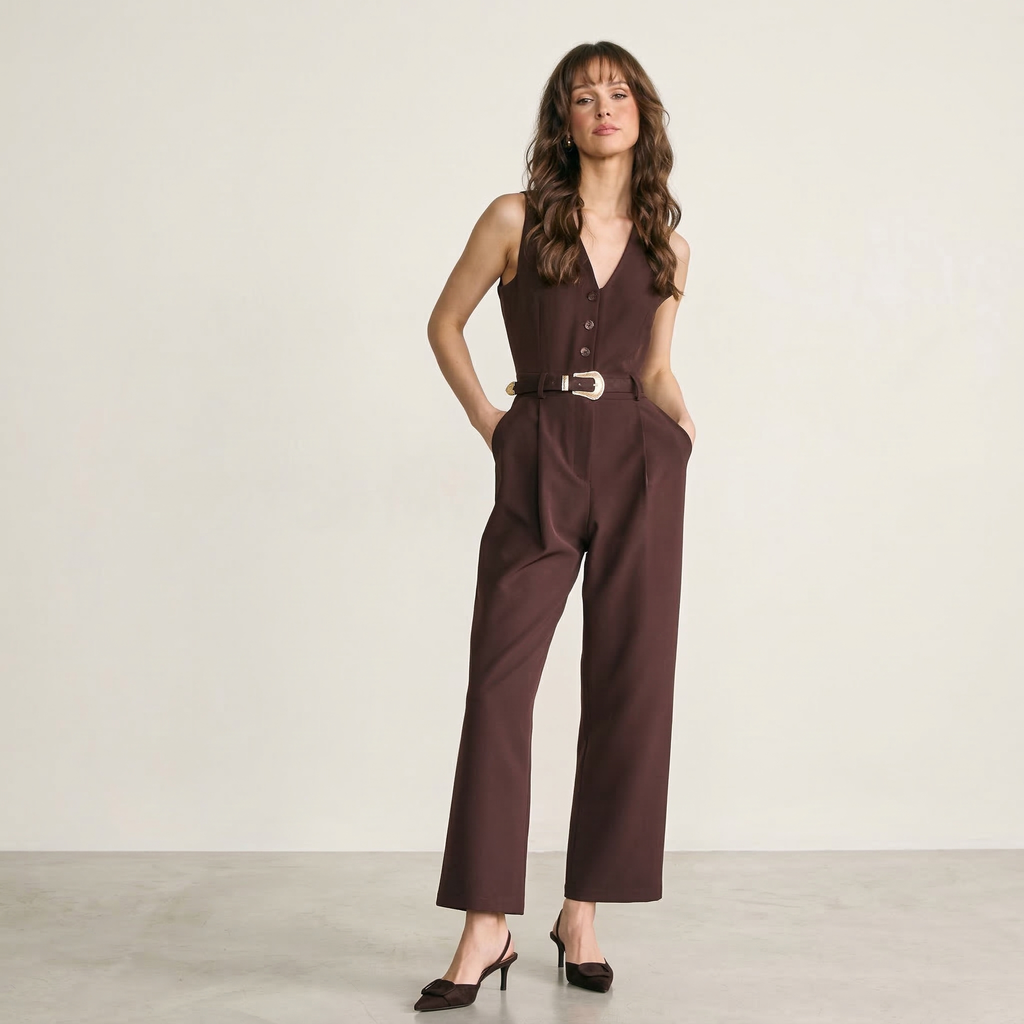 Classic V-Neck Jumpsuit