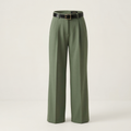 Olive Belted Tailored Trousers