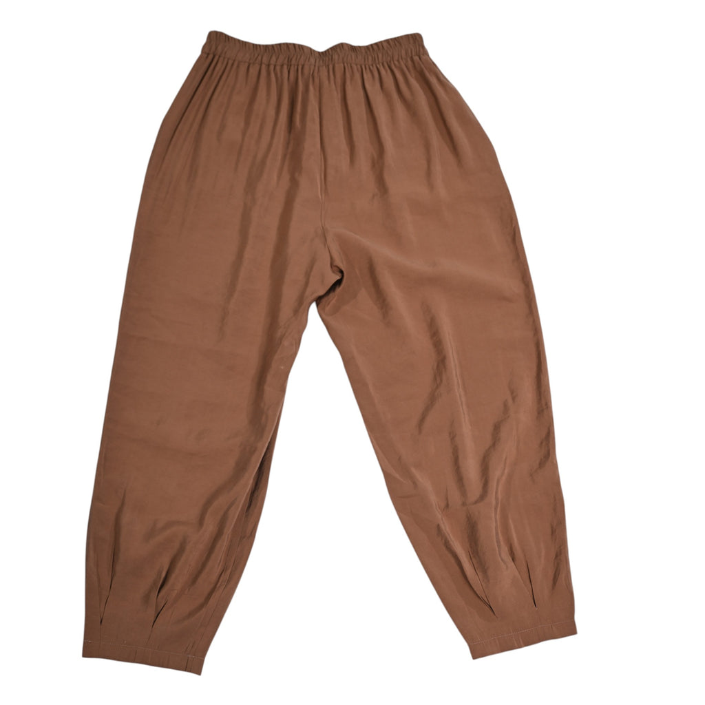 Comfortable brown high-waisted harem-style trousers