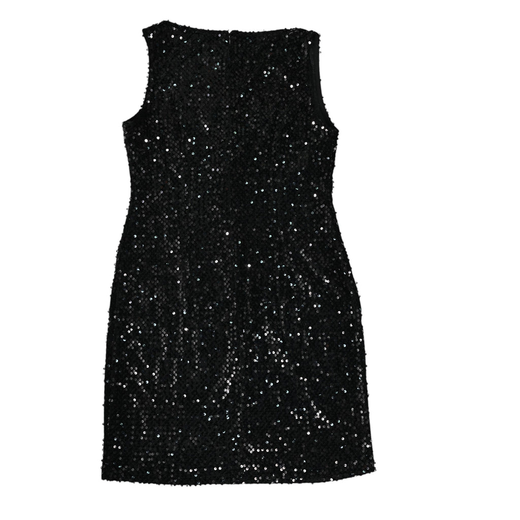 Stunning sleeveless black sequin mini dress