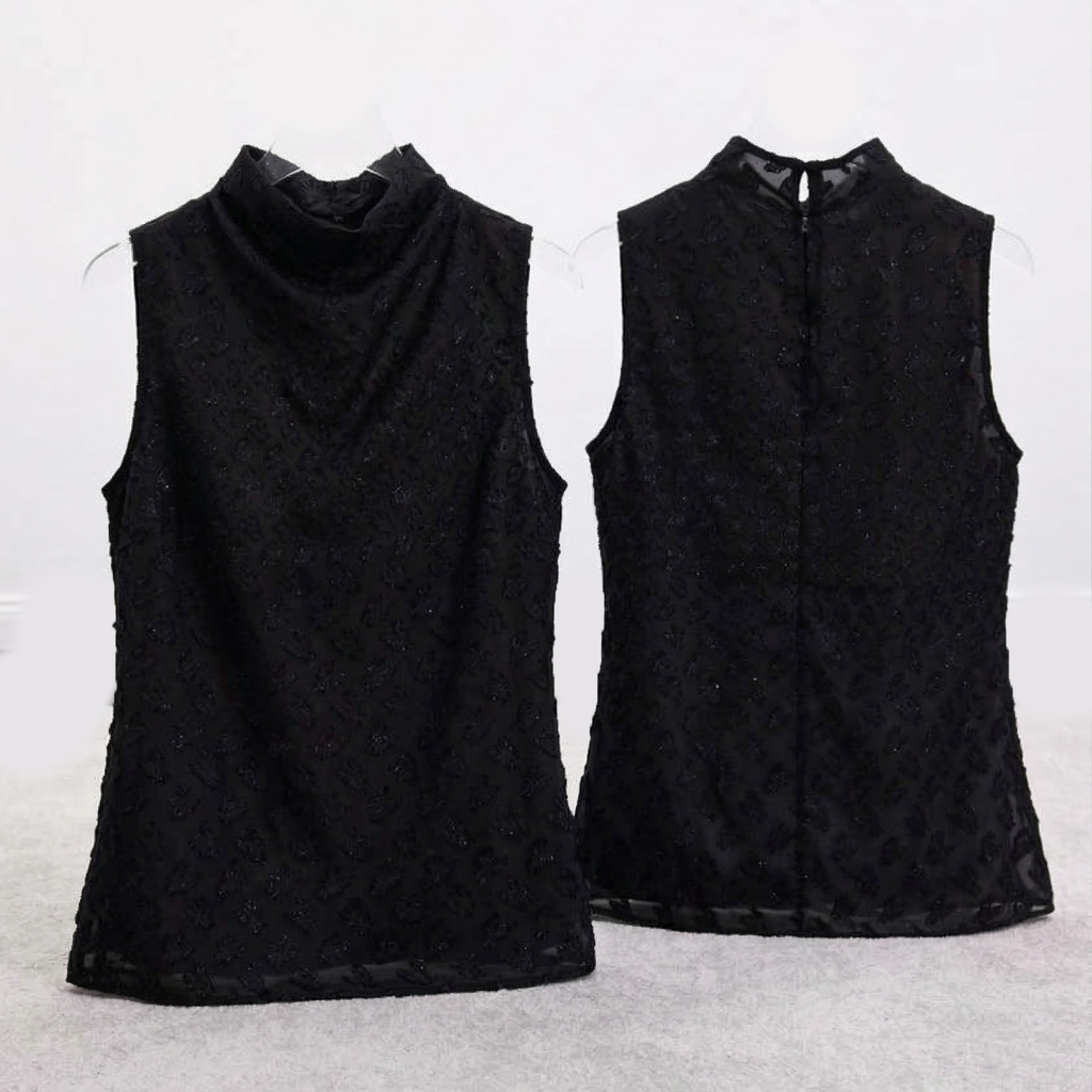 Lace Sleeveless Cowl Neck Top