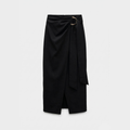 Buckle Wrap Midi Skirt