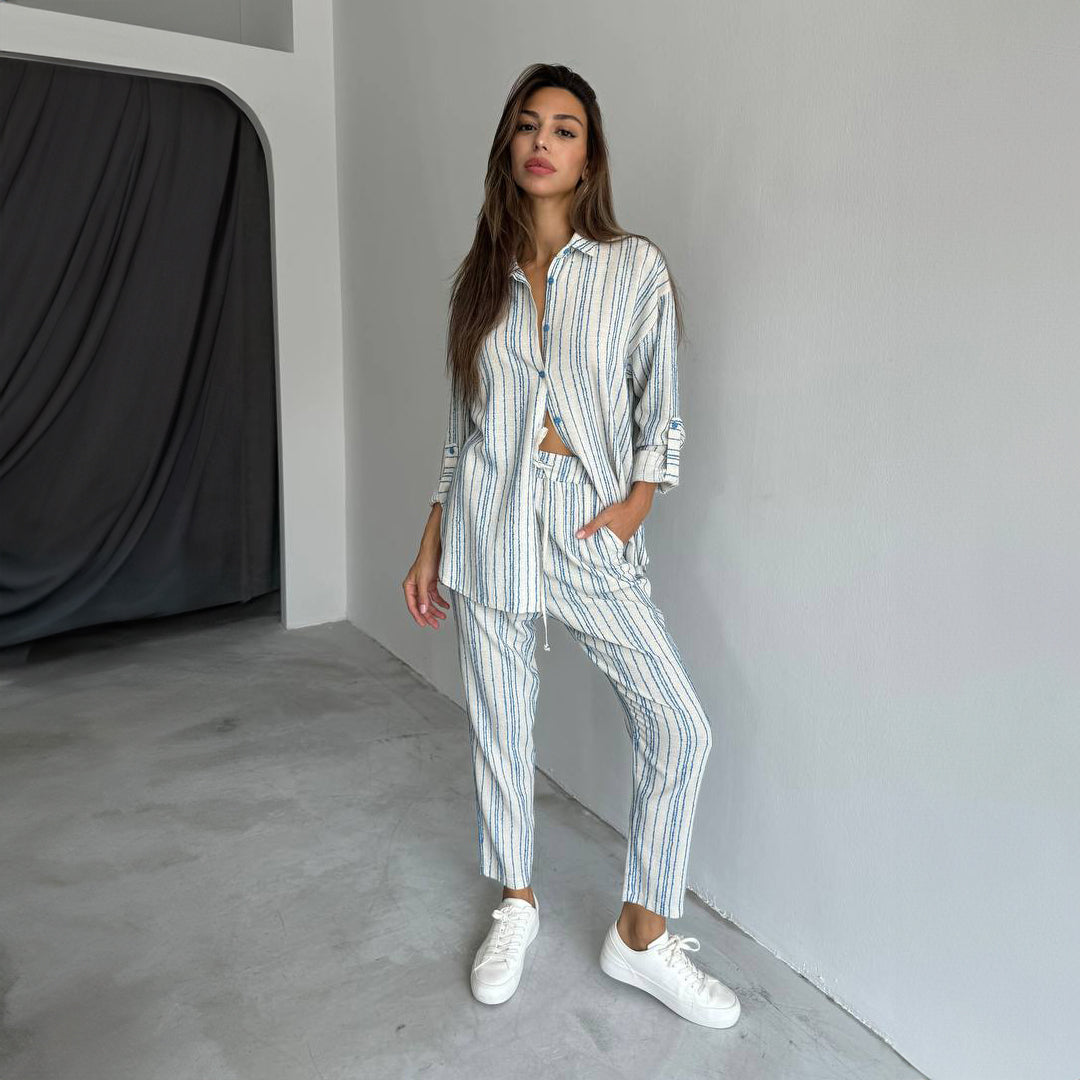 striped two-piece set.