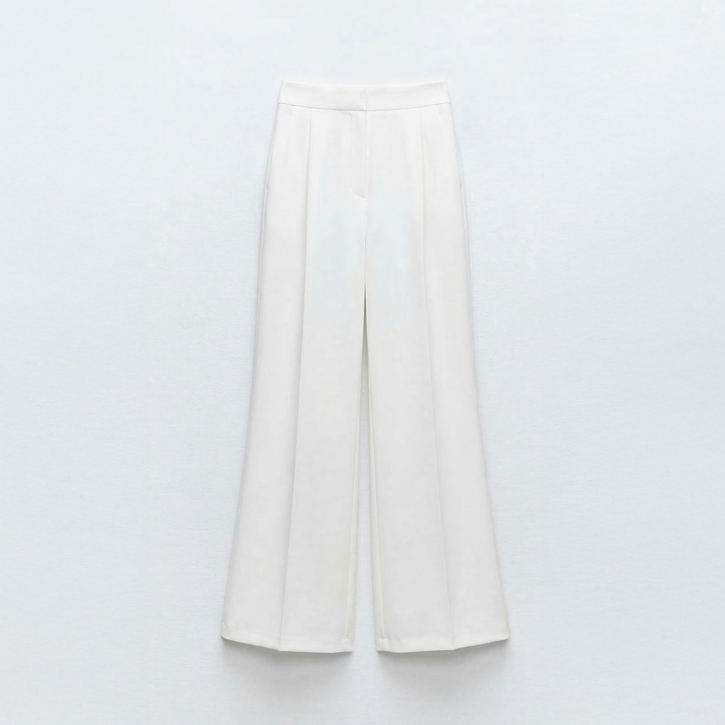 Pleated Wide-Leg Tailored Trousers