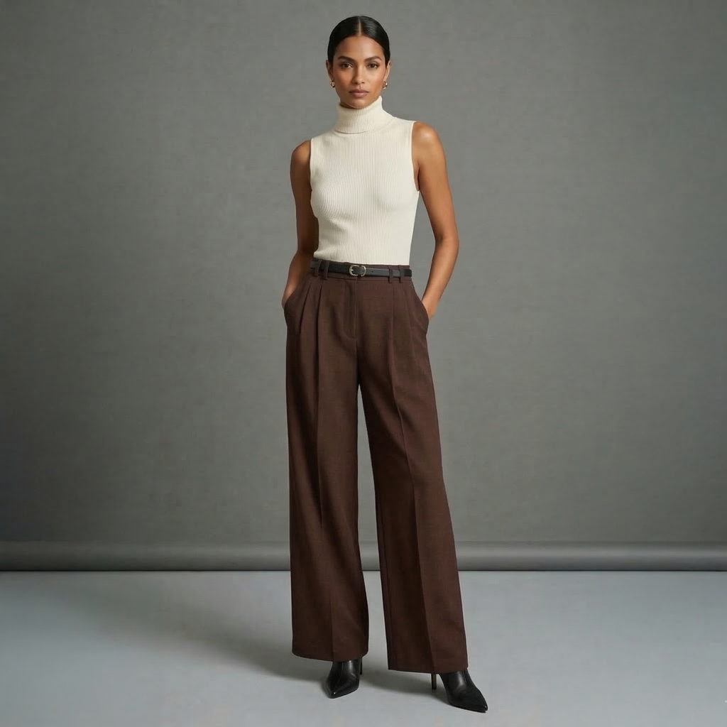 Pleated Wide-Leg Tailored