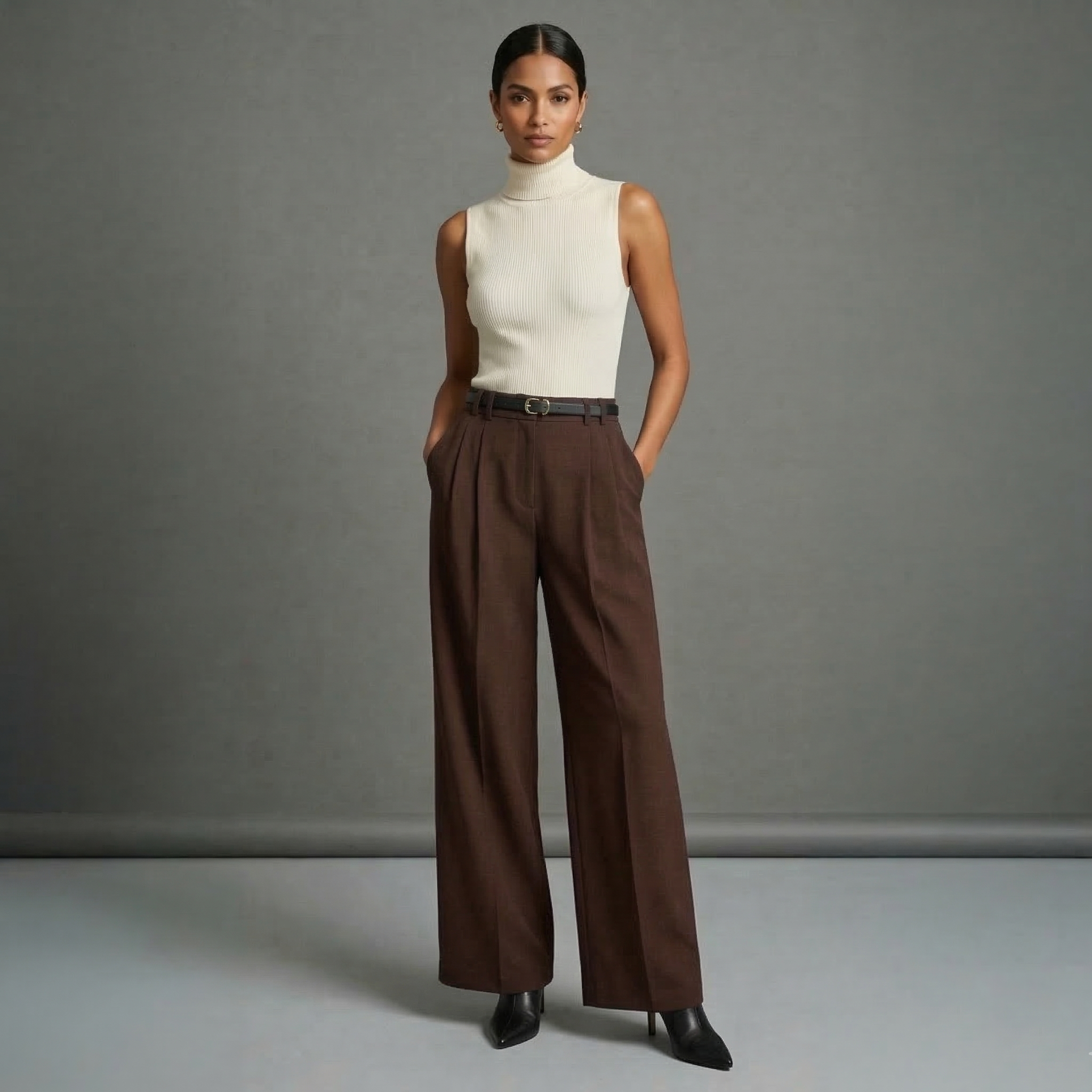 Pleated Wide-Leg Tailored