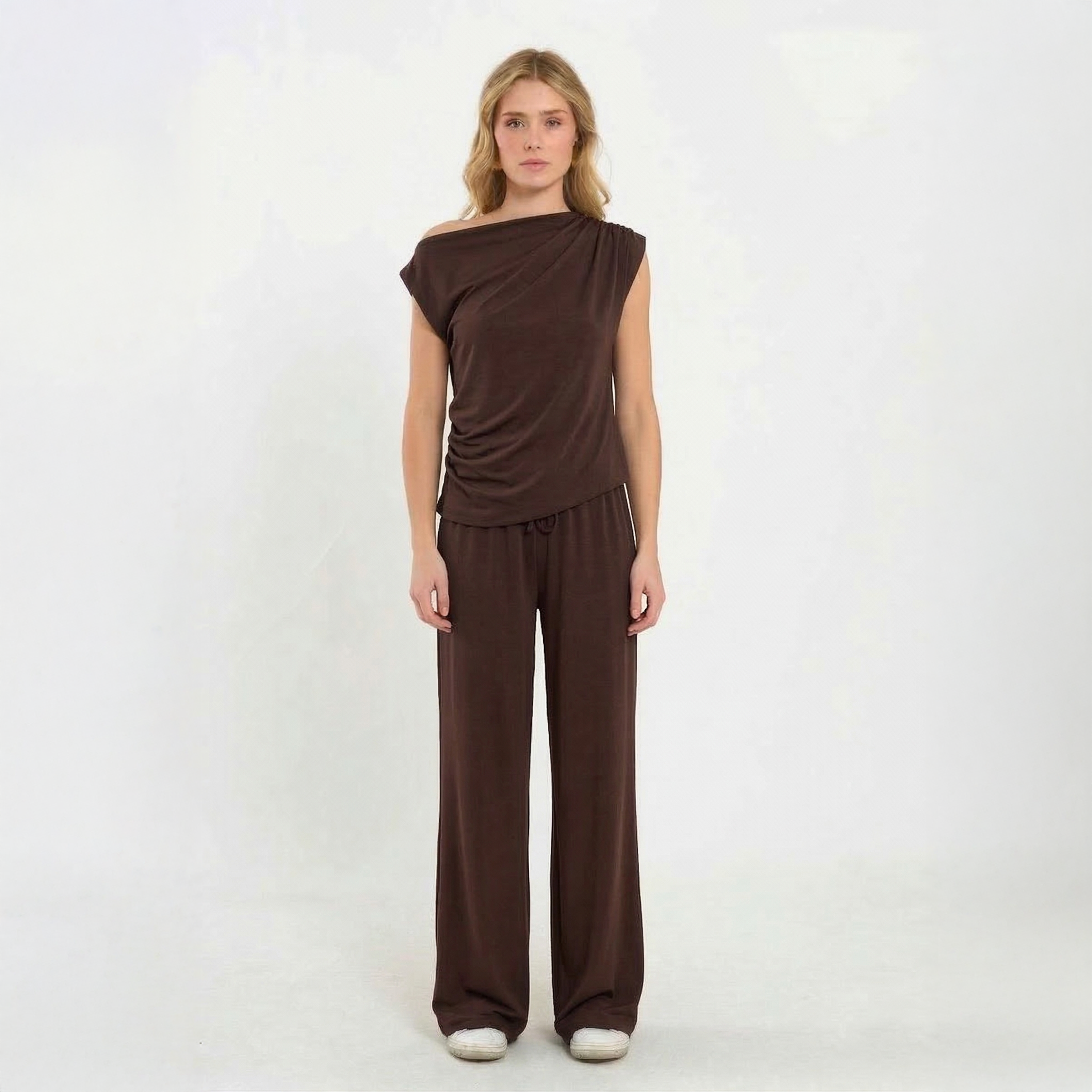 Draped Off-Shoulder Lounge Set