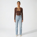 Long-sleeve top with front cut-out detail