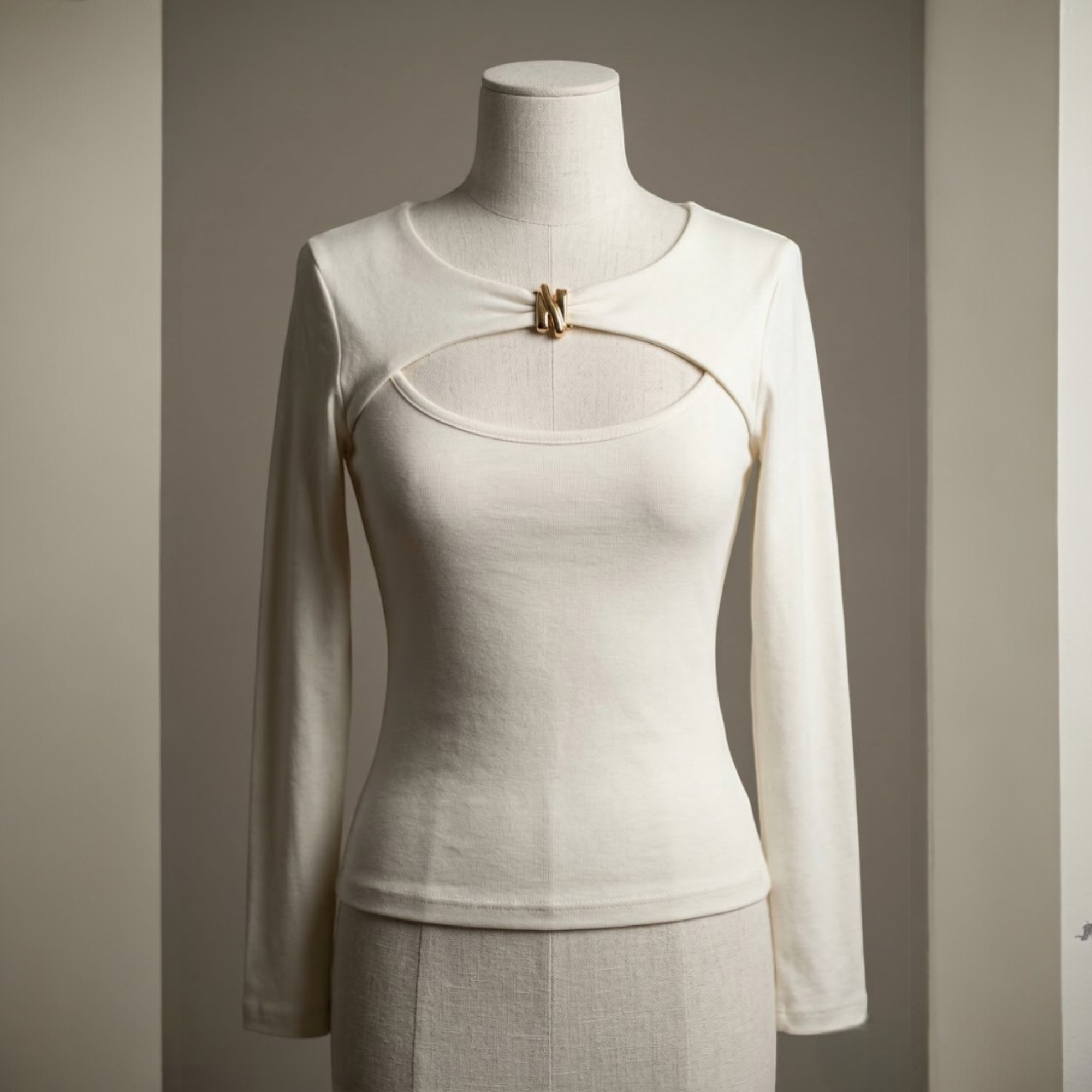 Long-sleeve top with front cut-out detail