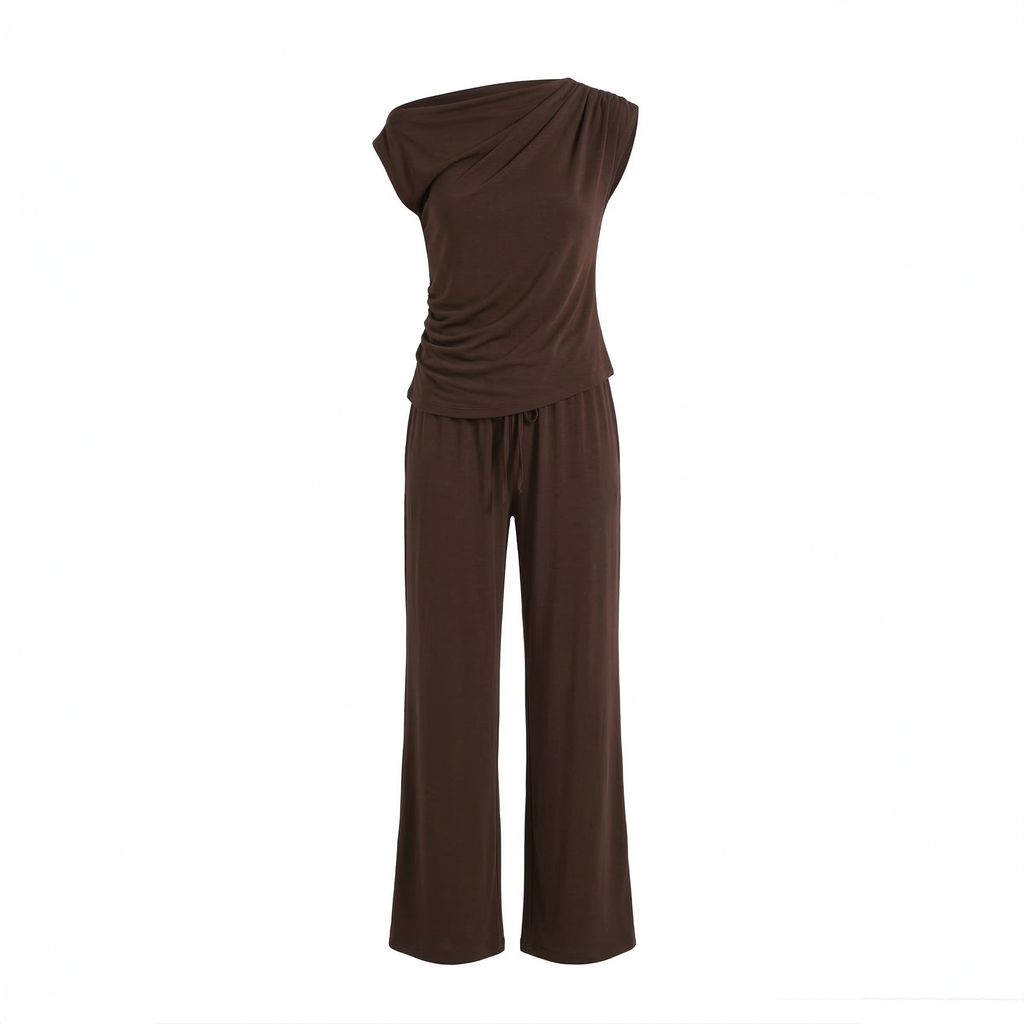 Draped Off-Shoulder Lounge Set