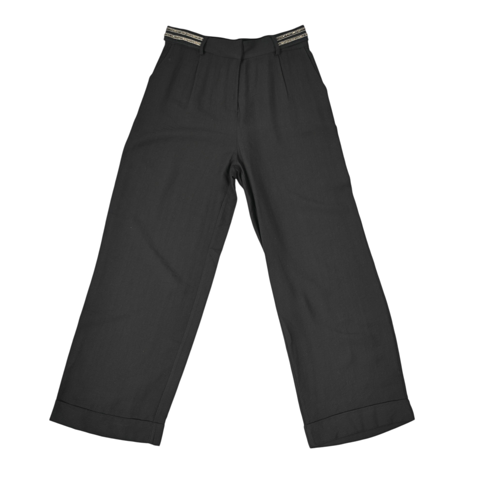 Sleek high-waisted wide-leg black trousers