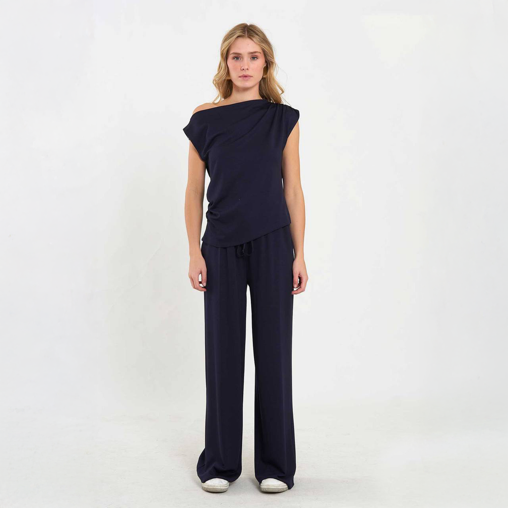 Draped Off-Shoulder Lounge Set