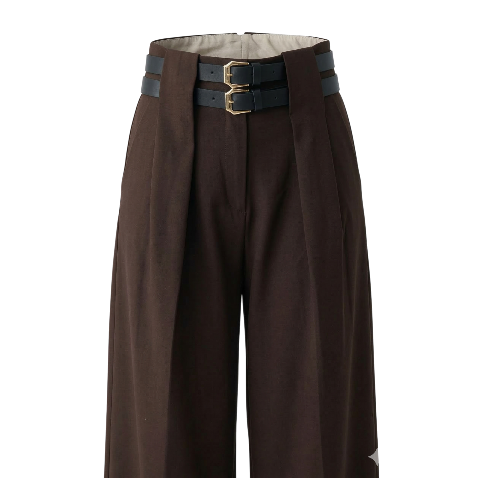 Wide-leg high-waisted pants with belt