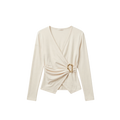 Wrap-style long-sleeve top with buckle detail