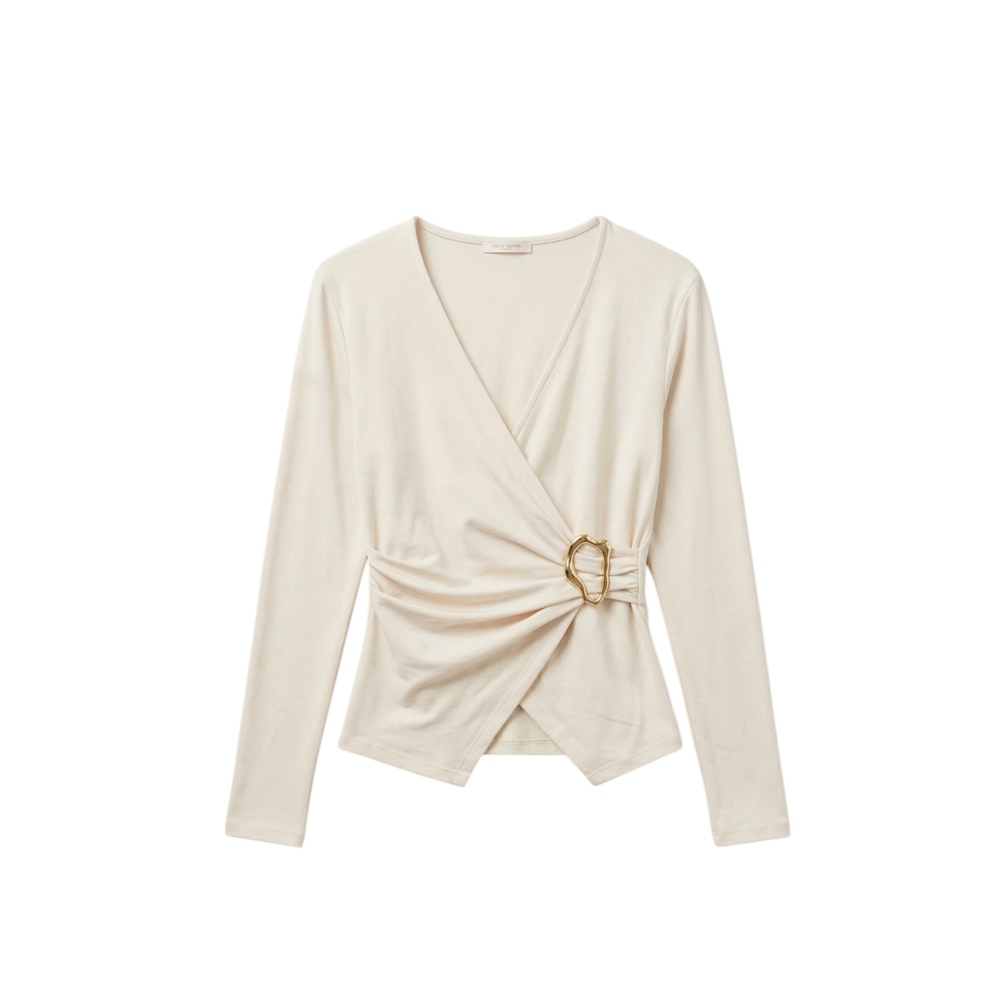 Wrap-style long-sleeve top with buckle detail