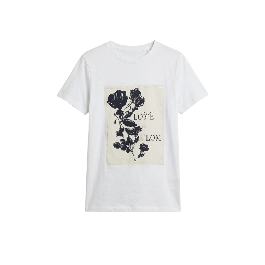 Printed short-sleeve T-shirt with round neck