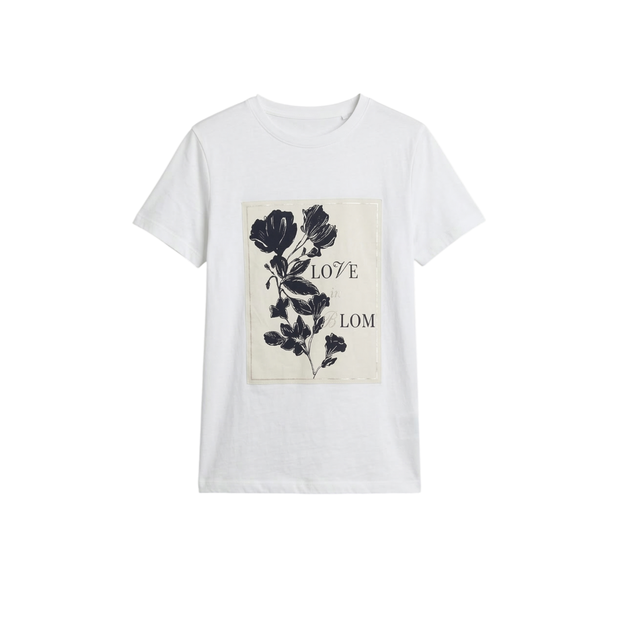 Printed short-sleeve T-shirt with round neck