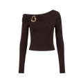 Off-shoulder long-sleeve top with buckle detail