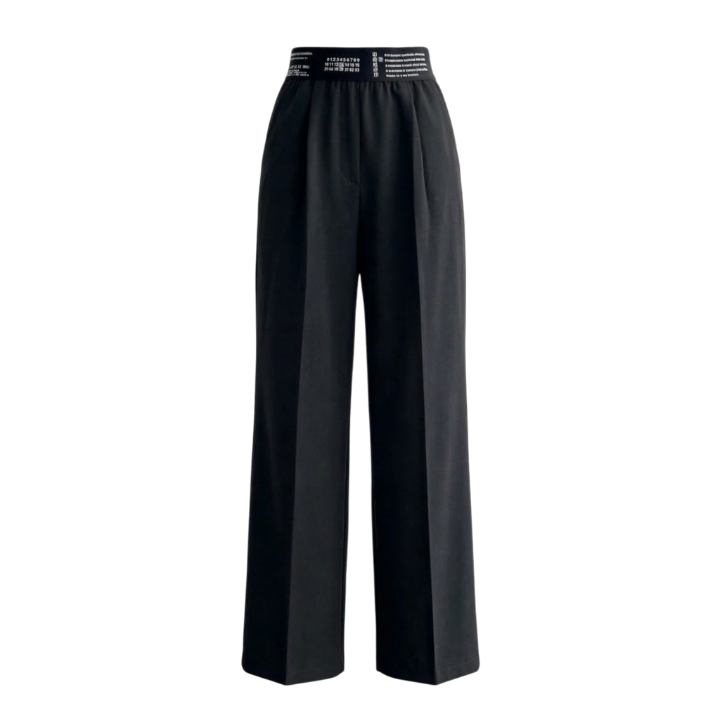 Wide-leg pants with elastic waistband