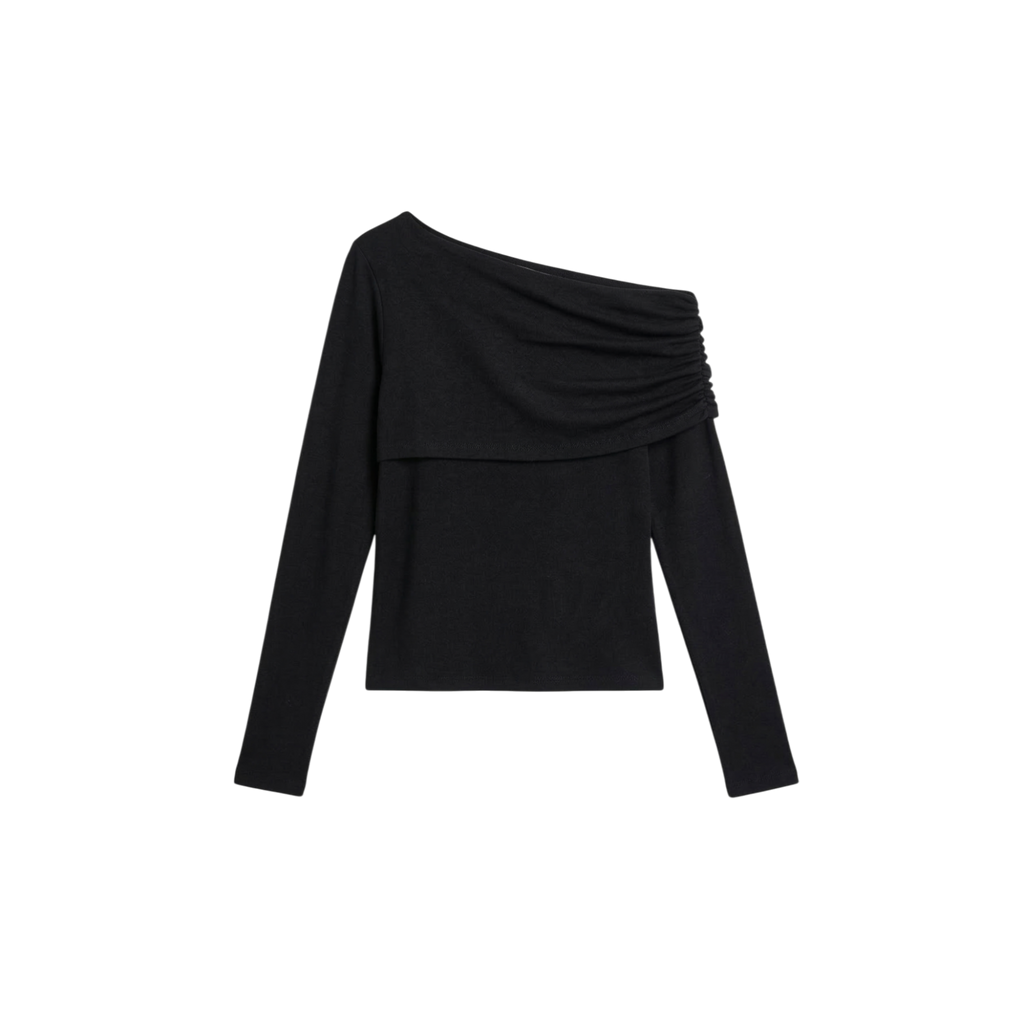 One-shoulder long-sleeve top