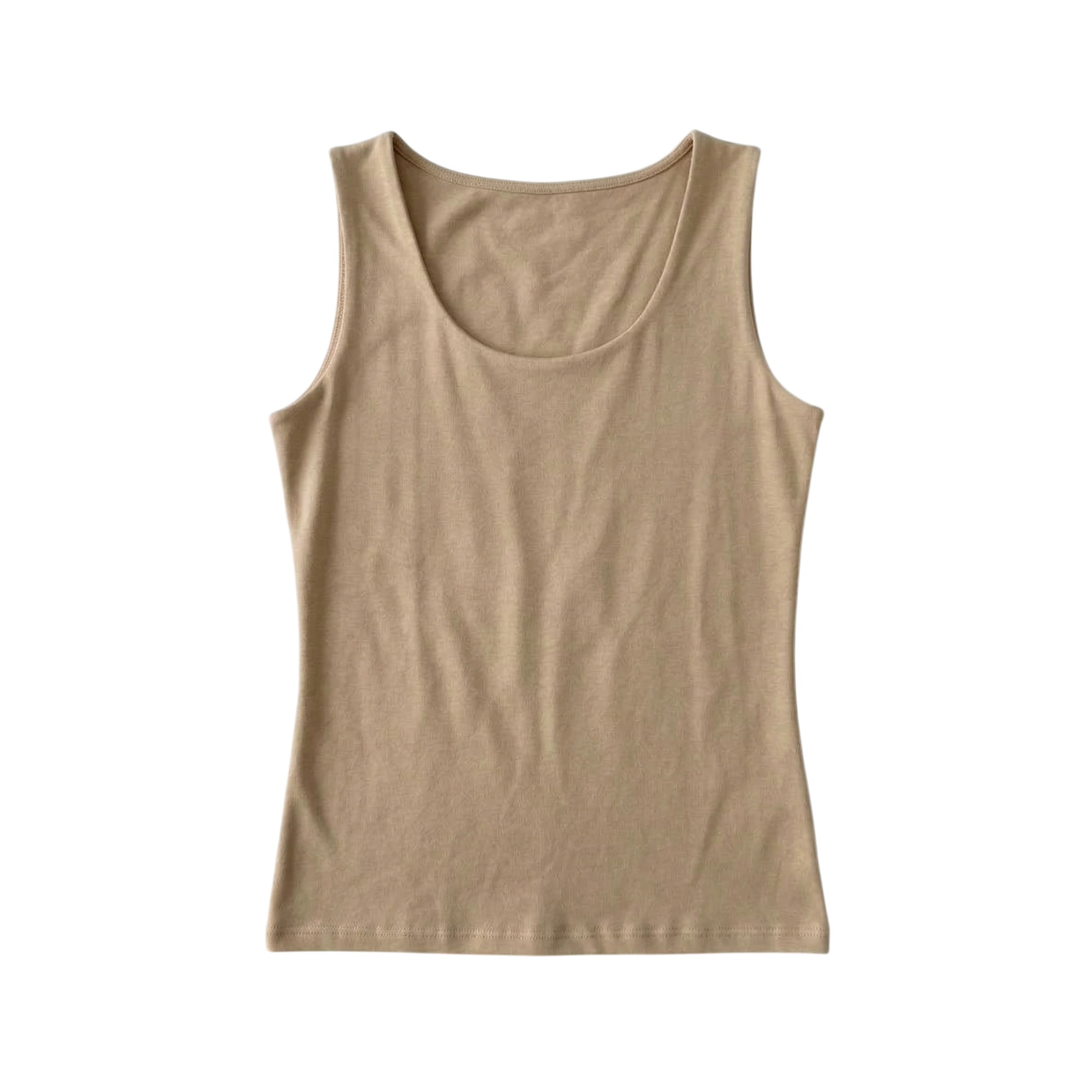 Sleeveless round-neck top.