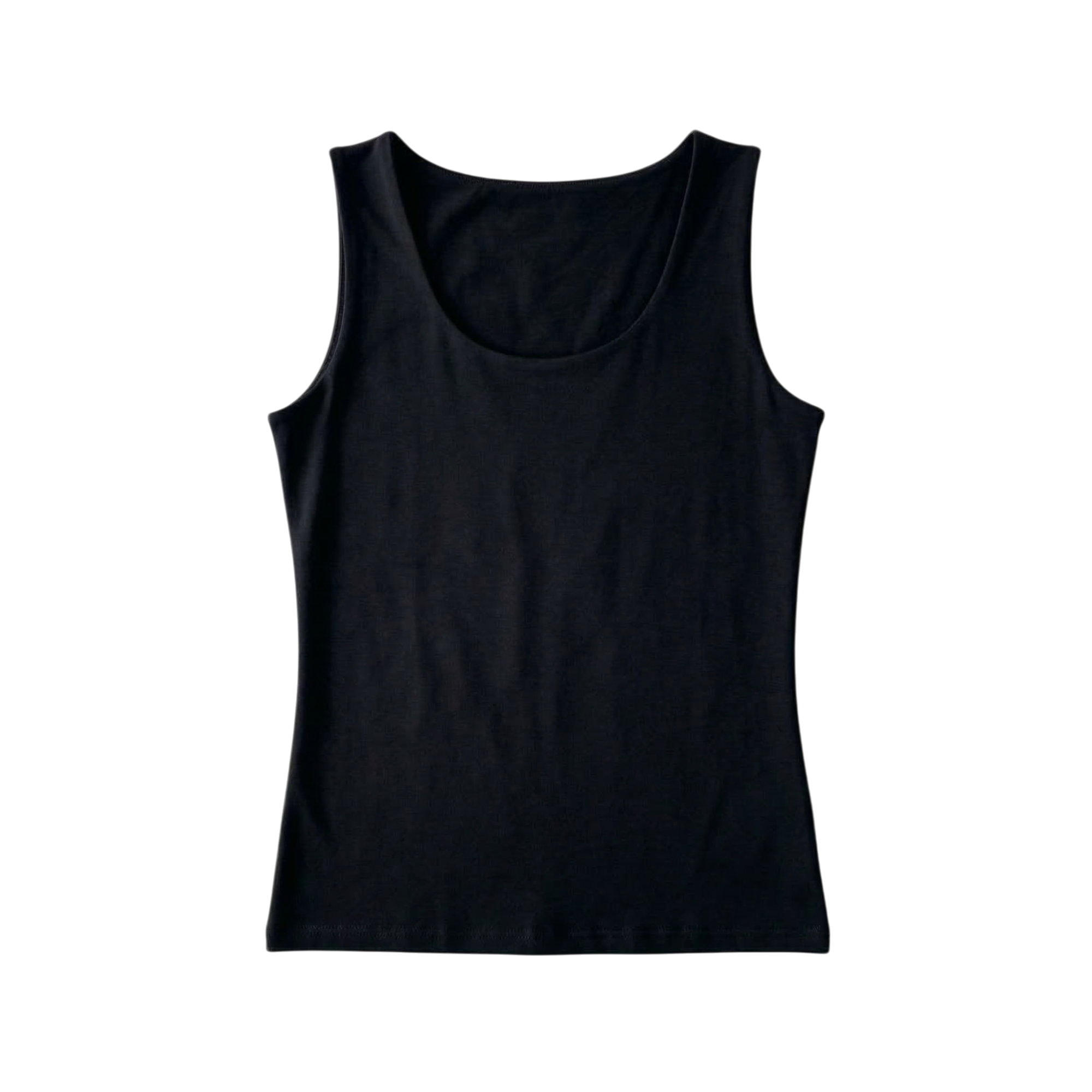 Sleeveless round-neck top.