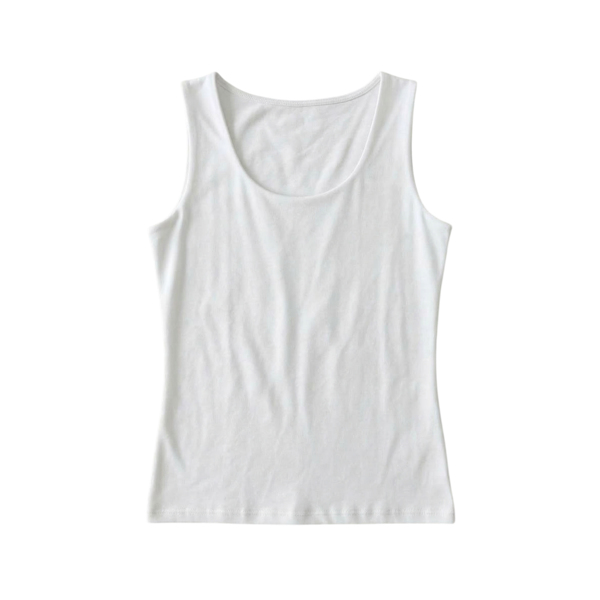 Sleeveless round-neck top.