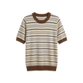 Striped short-sleeve top with round neck