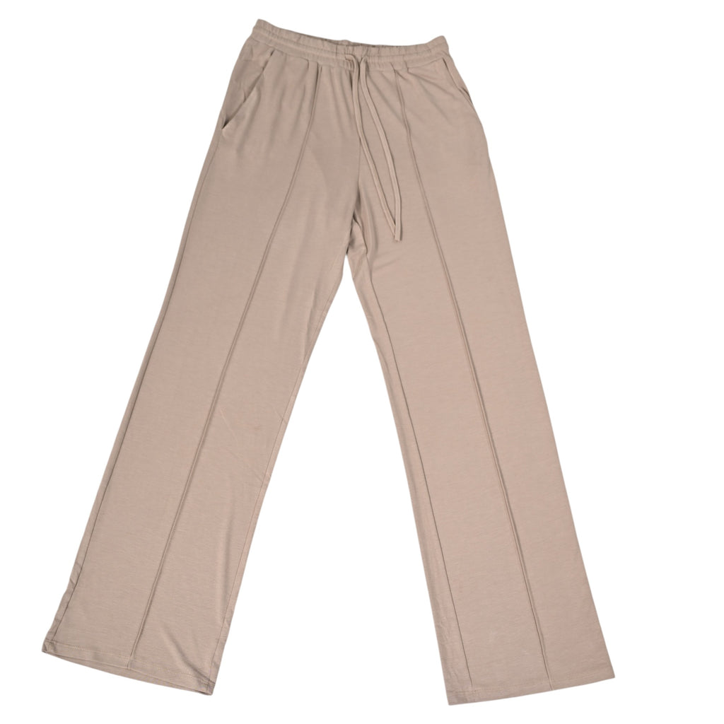 Comfortable beige wide-leg drawstring trousers